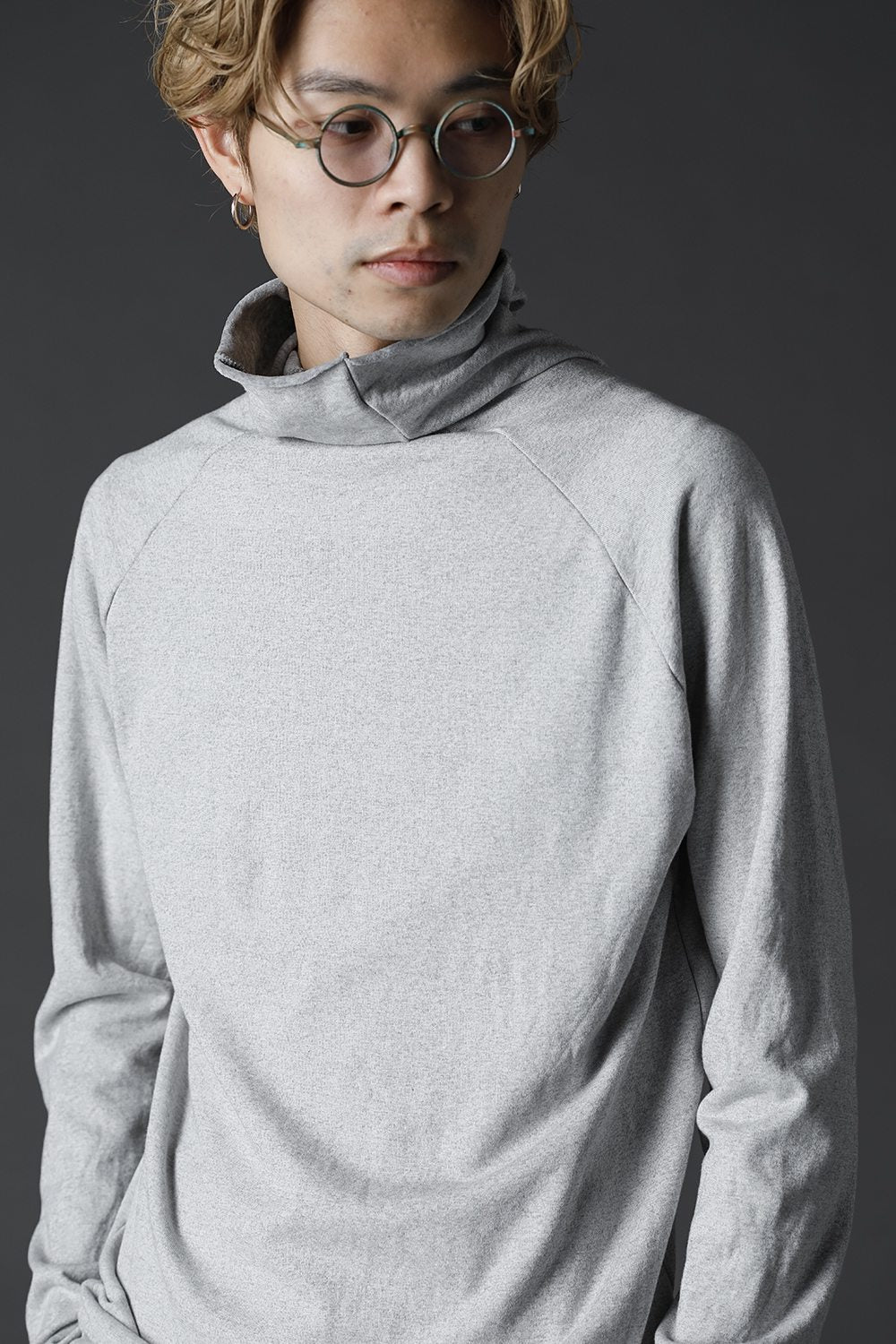 リバーシブルコットン ボトルネック Tシャツ アイスグレー