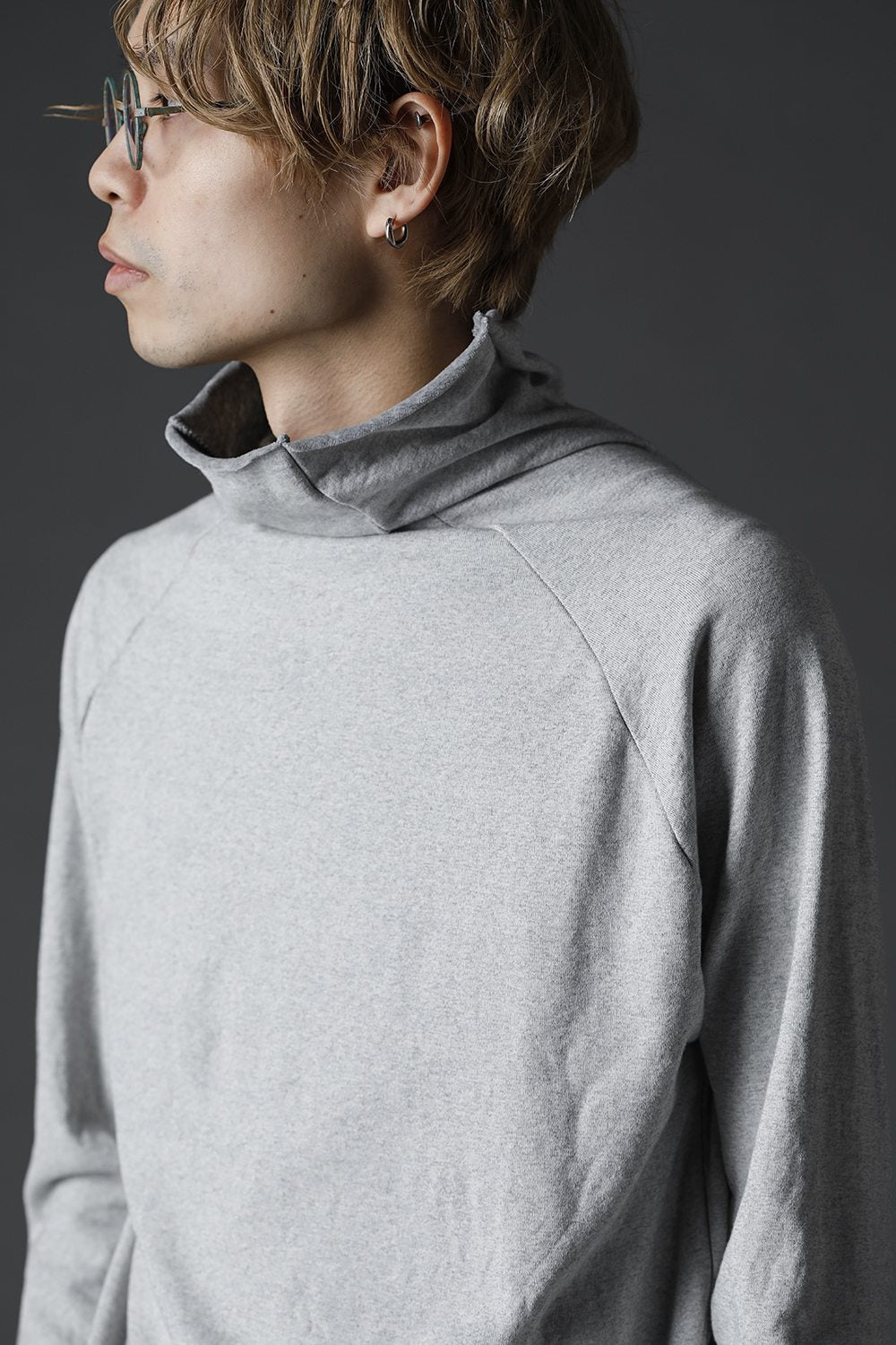 リバーシブルコットン ボトルネック Tシャツ アイスグレー