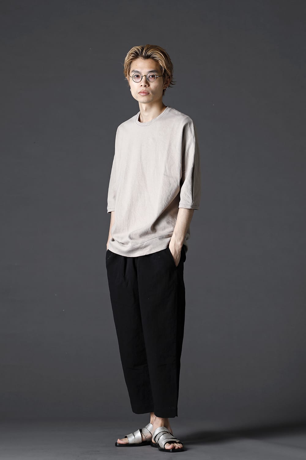 Medium Jersey Half Dolman Sleeve T-shirts Gray Beige