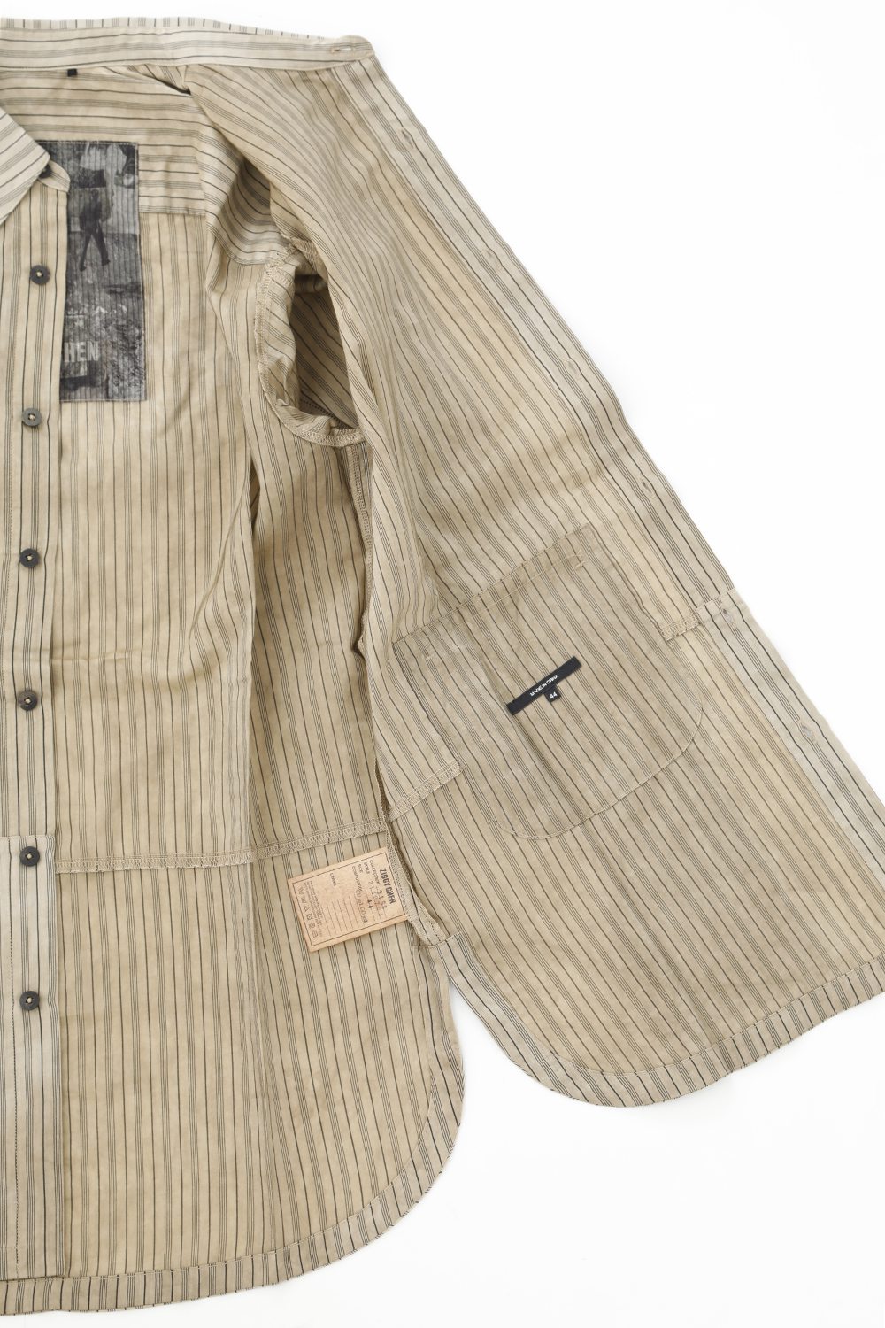 Curved hem Side slit Spread collar shirt Vintage White