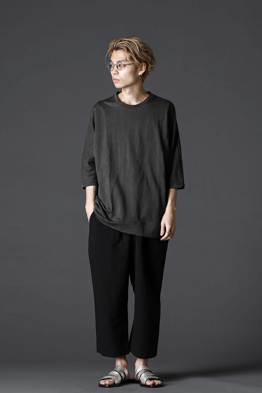 Mini Fleece Half Dolman Sleeve T-shirts Carbon