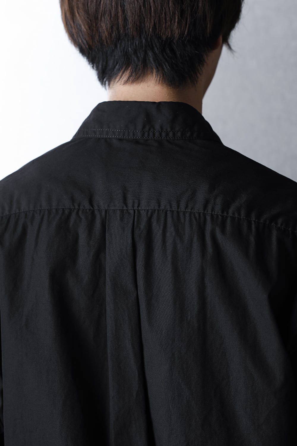 Patch Chest Chain stitch Broad shirt Black