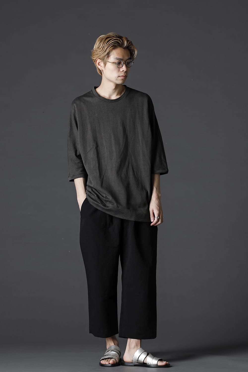 Mini Fleece Half Dolman Sleeve T-shirts Carbon