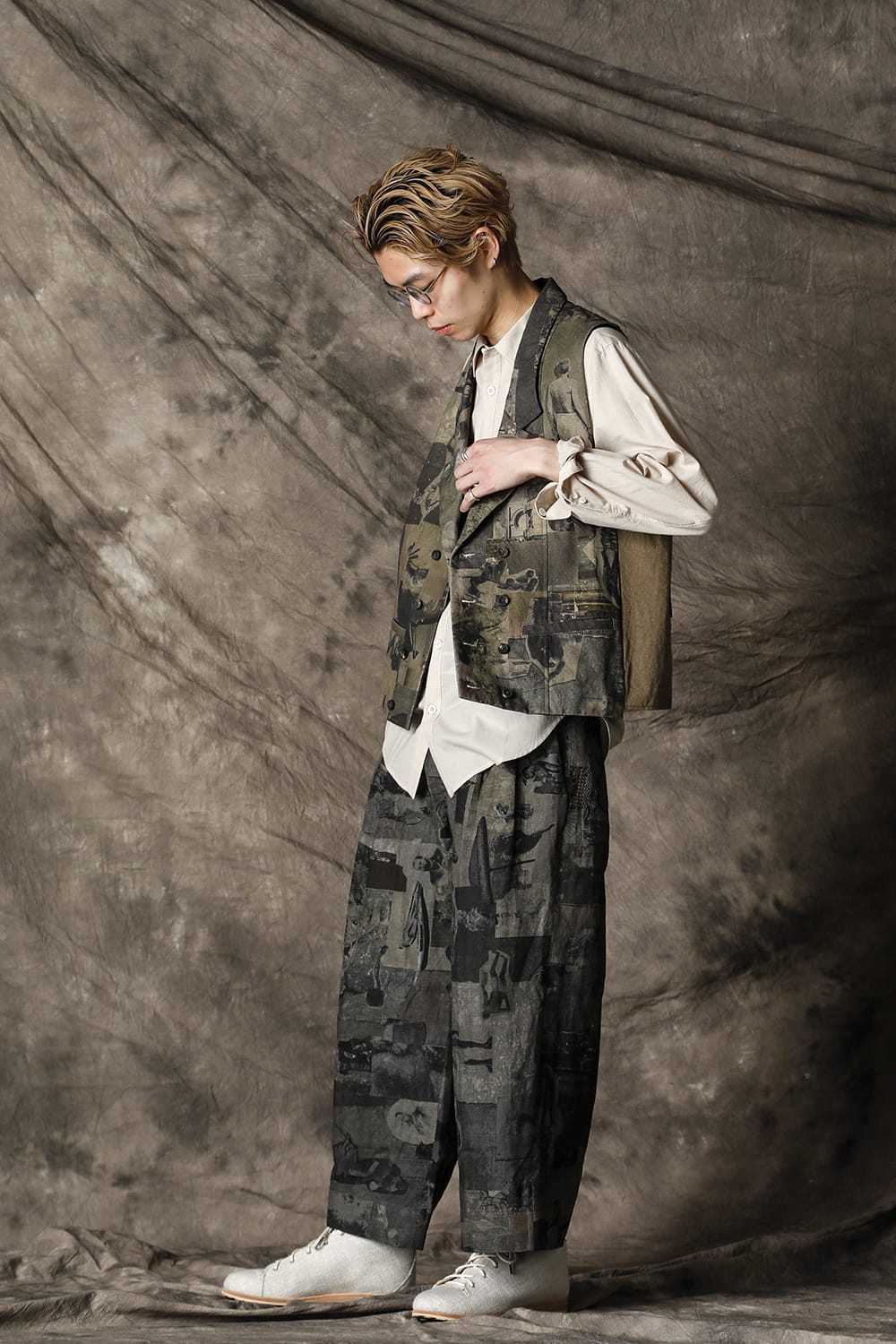 プリーツ ワイド クロップドパンツ