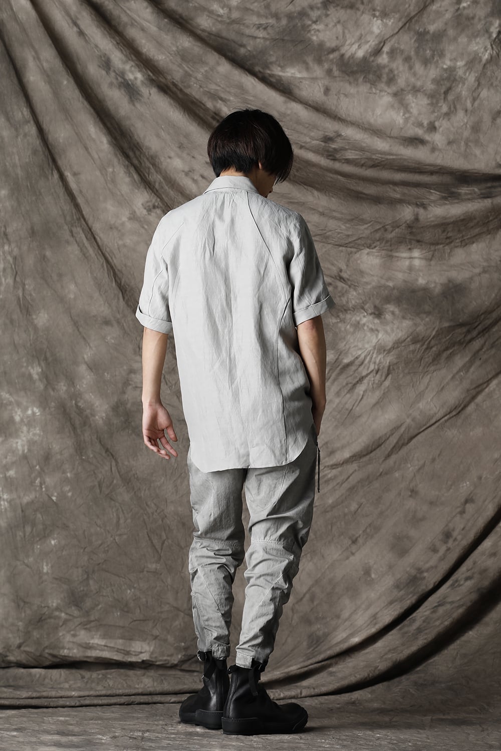 リネン×レーヨンハーフスリーブシャツ Dusty White