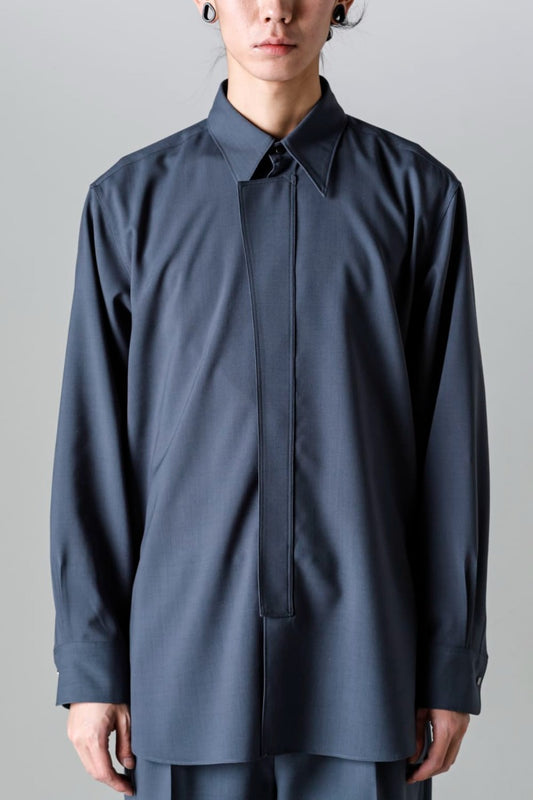 Ornamental Fly Front Shirt （polyester wool）