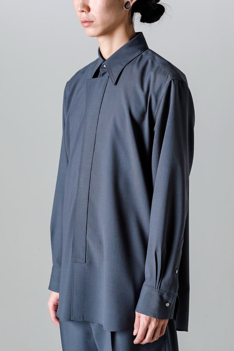 Ornamental Fly Front Shirt （polyester wool）