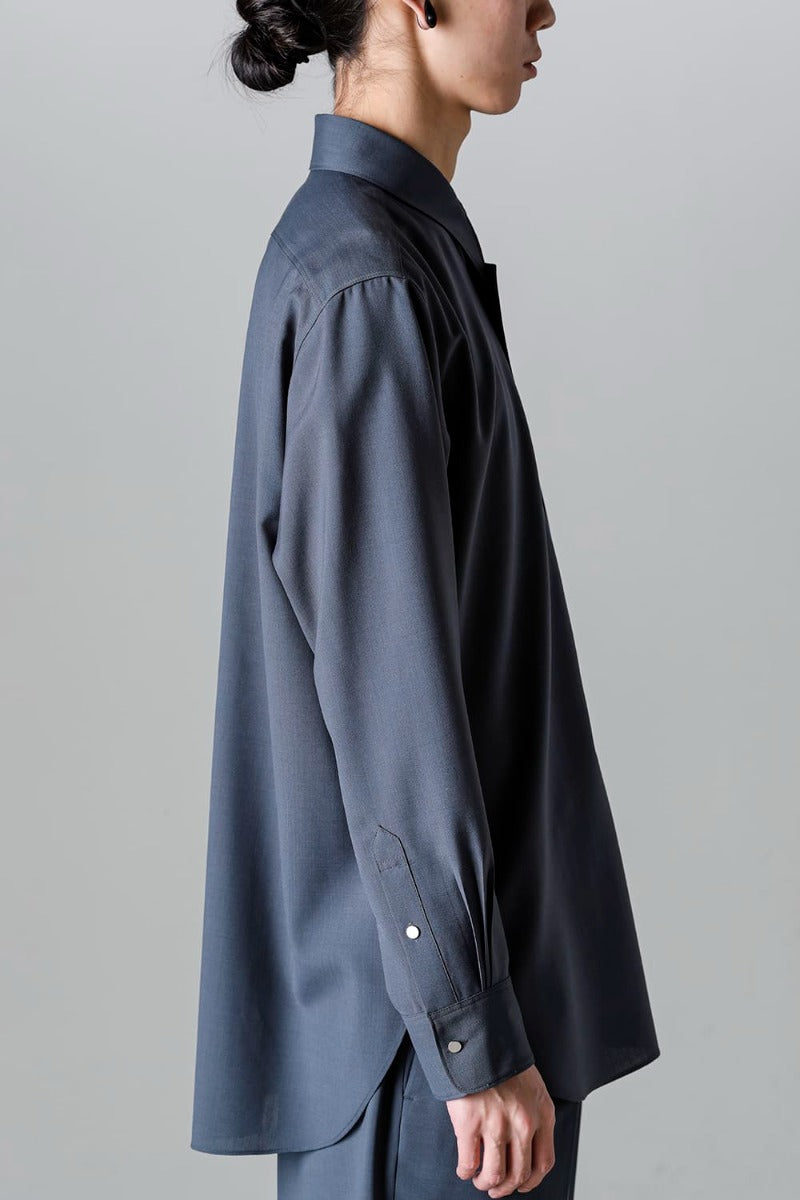 Ornamental Fly Front Shirt （polyester wool）