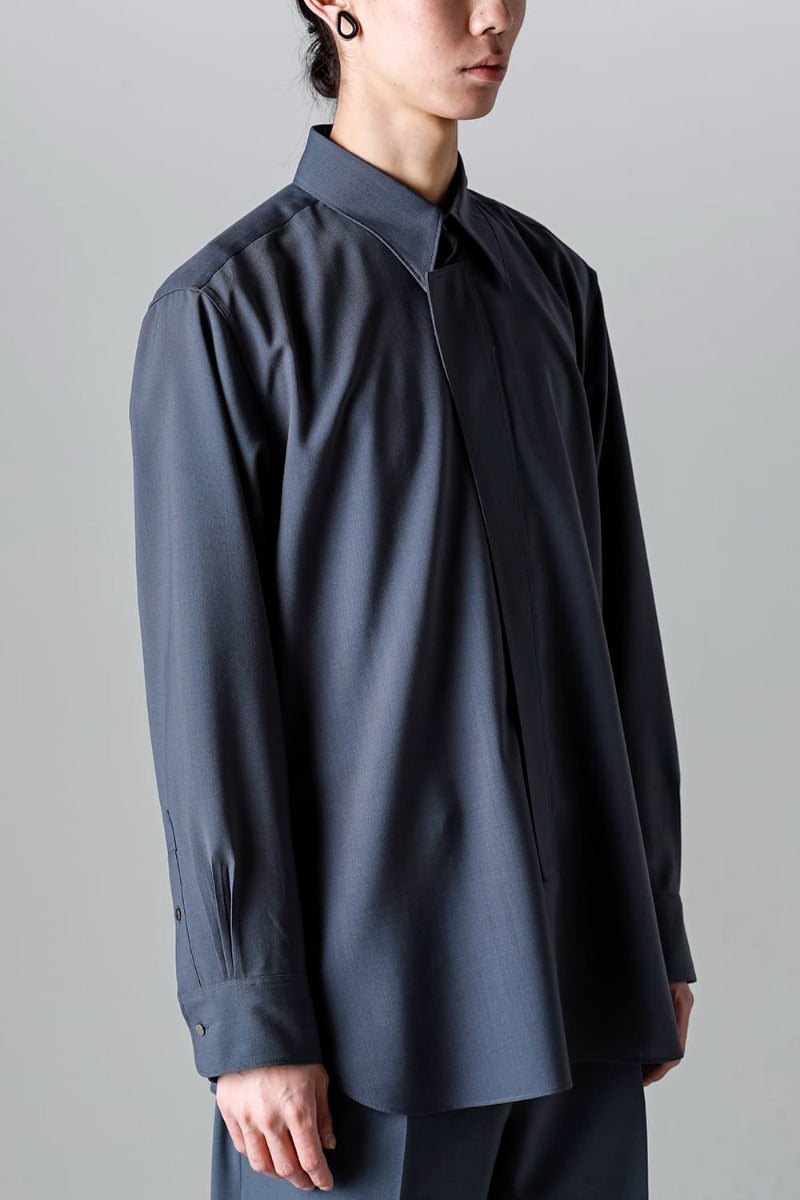 Ornamental Fly Front Shirt （polyester wool）