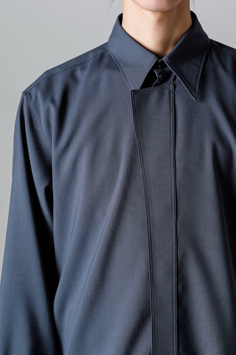 Ornamental Fly Front Shirt （polyester wool）