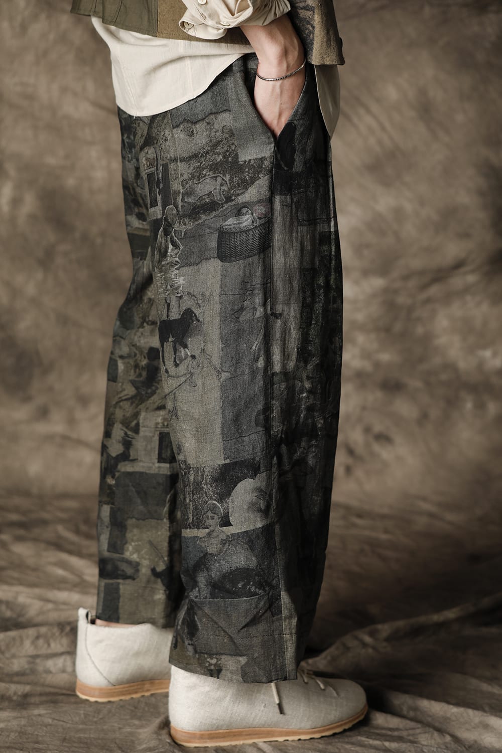 プリーツ ワイド クロップドパンツ