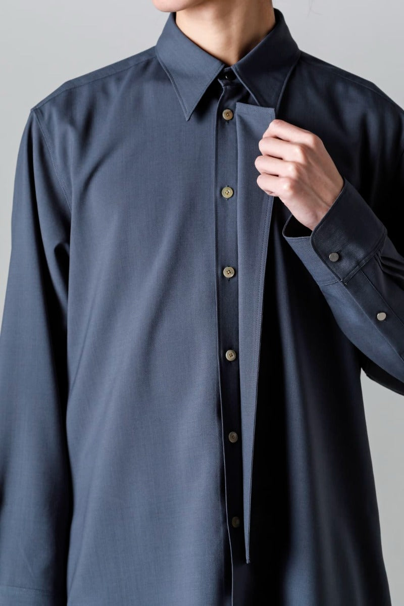 Ornamental Fly Front Shirt （polyester wool）