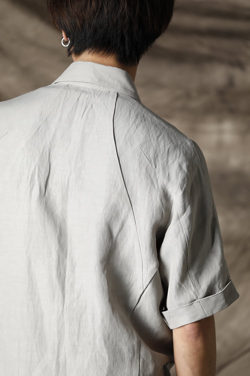 リネン×レーヨンハーフスリーブシャツ Dusty White