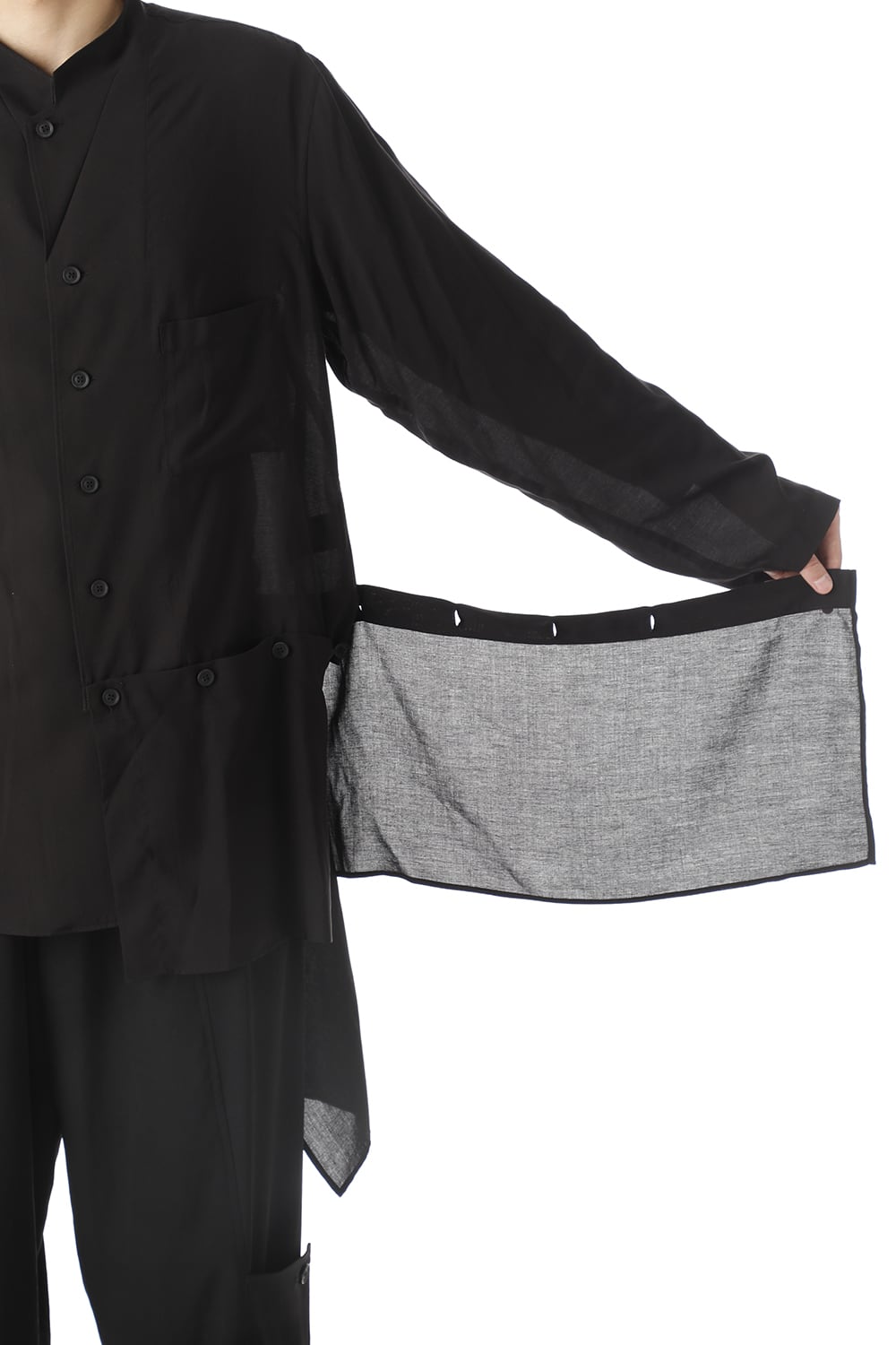 左裾 フラシ布付き ブラウス