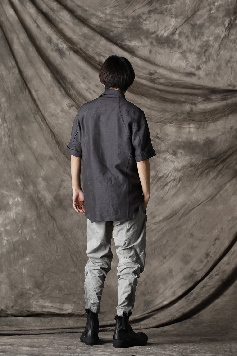 リネン×レーヨンハーフスリーブシャツ Charcoal