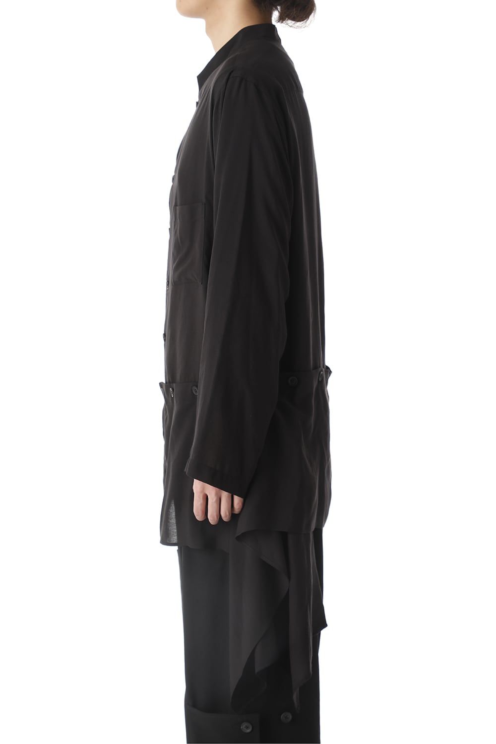 左裾 フラシ布付き ブラウス