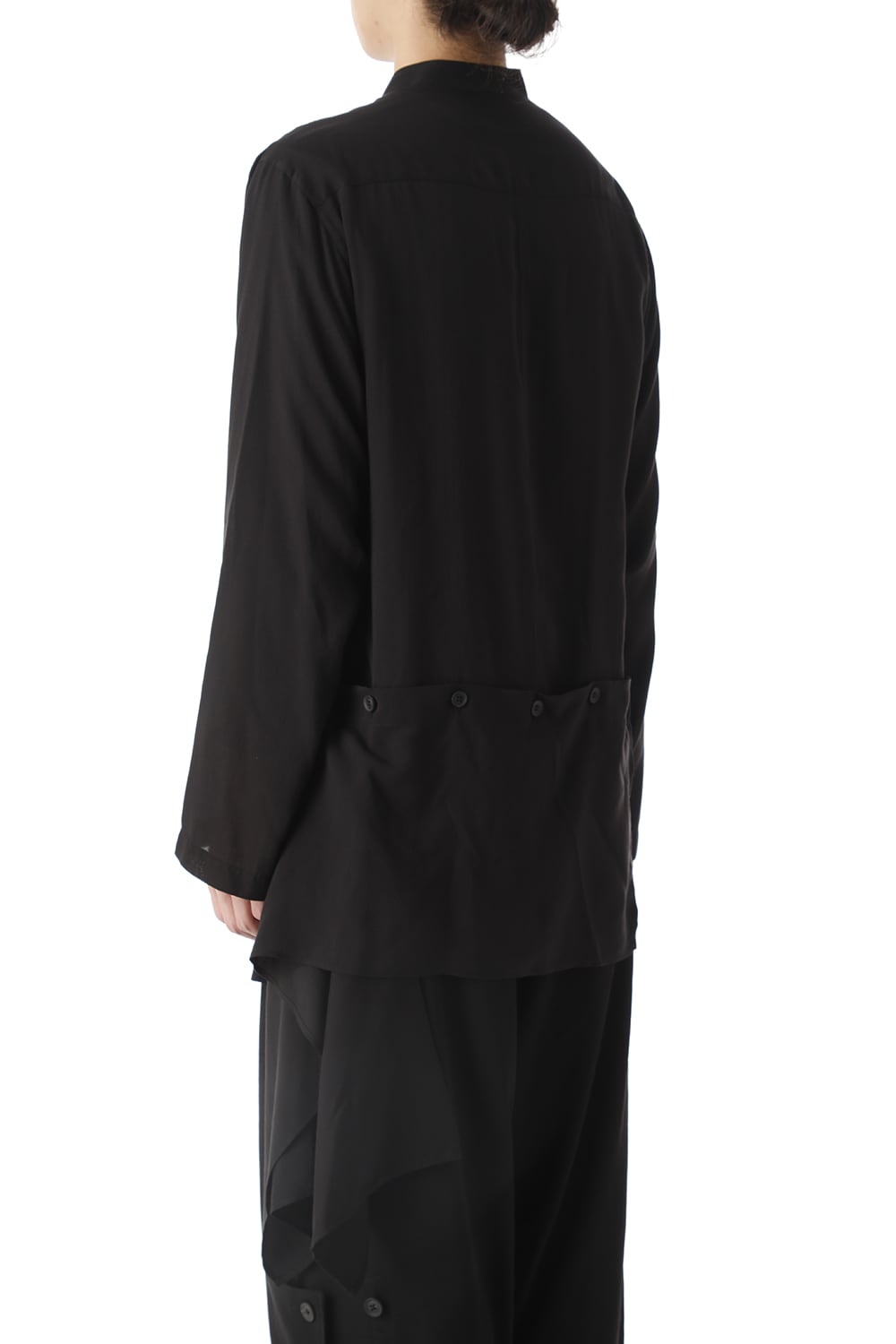 左裾 フラシ布付き ブラウス