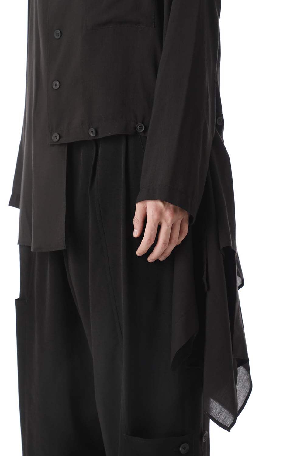 左裾 フラシ布付き ブラウス