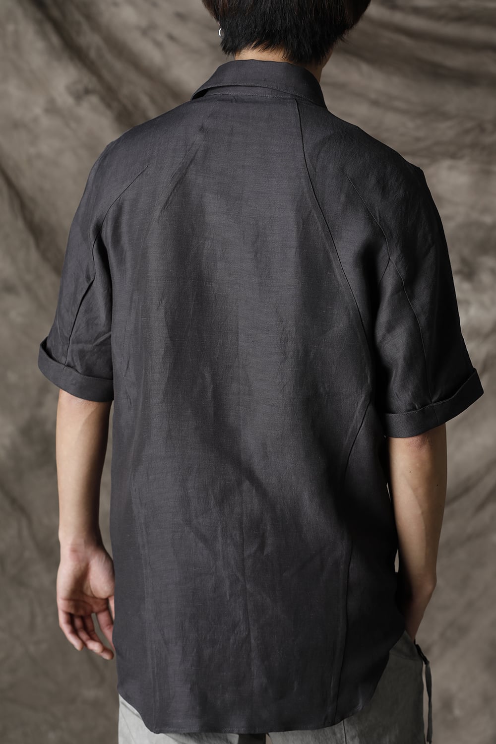 リネン×レーヨンハーフスリーブシャツ Charcoal