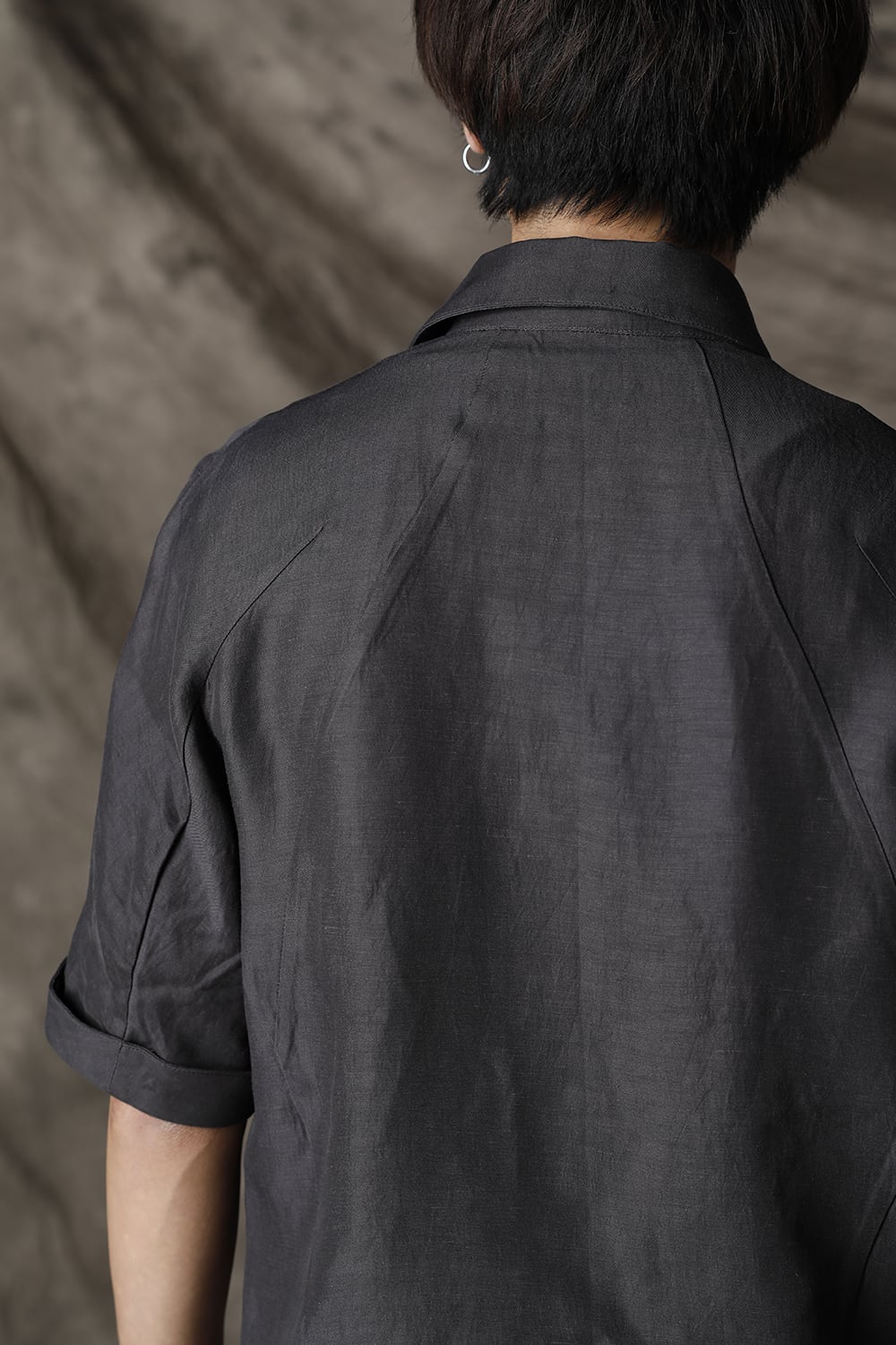 リネン×レーヨンハーフスリーブシャツ Charcoal
