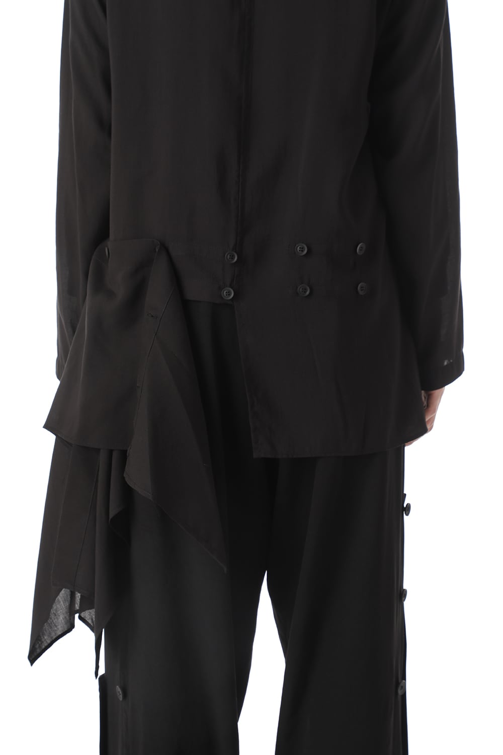 左裾 フラシ布付き ブラウス