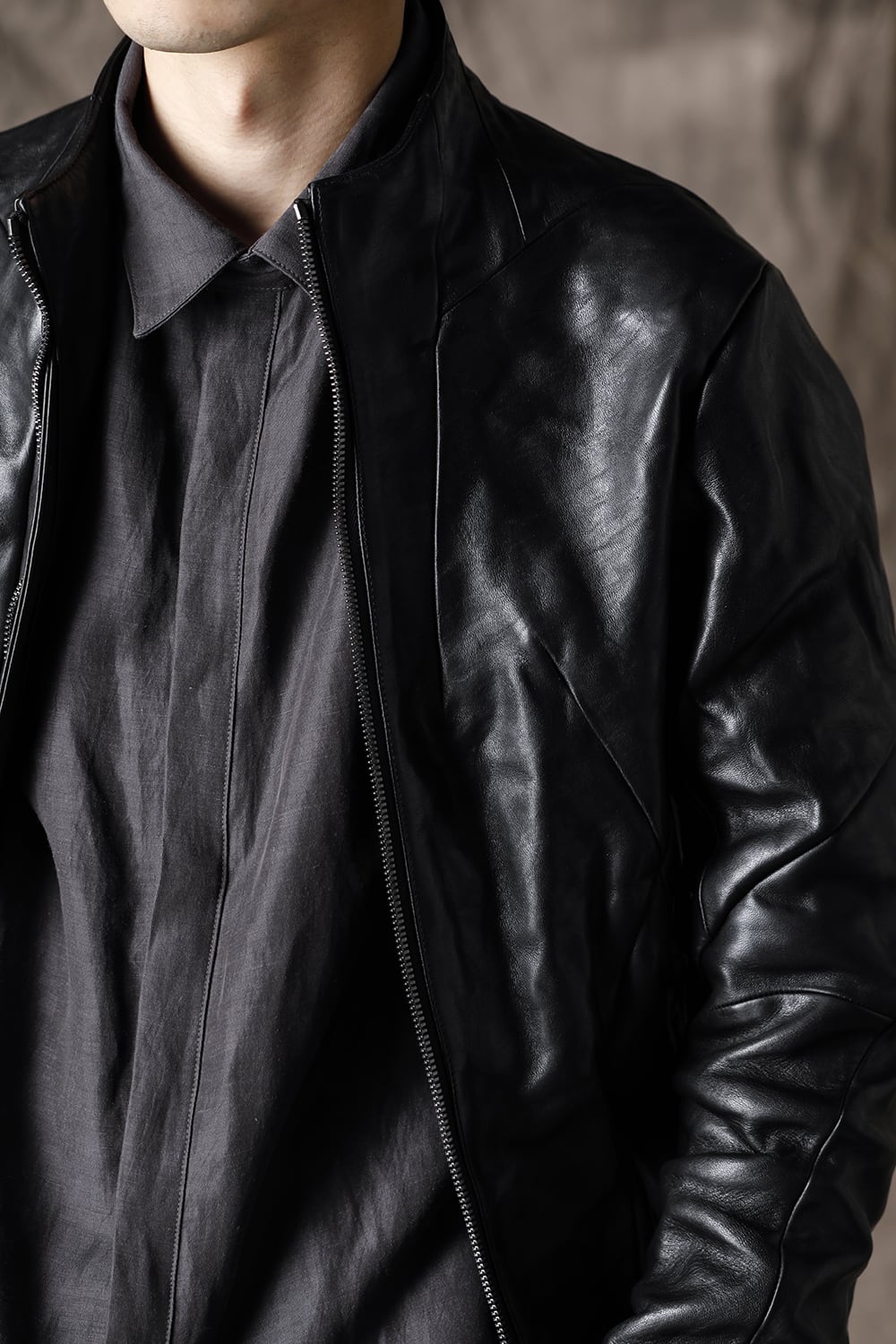 Limited Horse Leather High-Neck Jacket Black