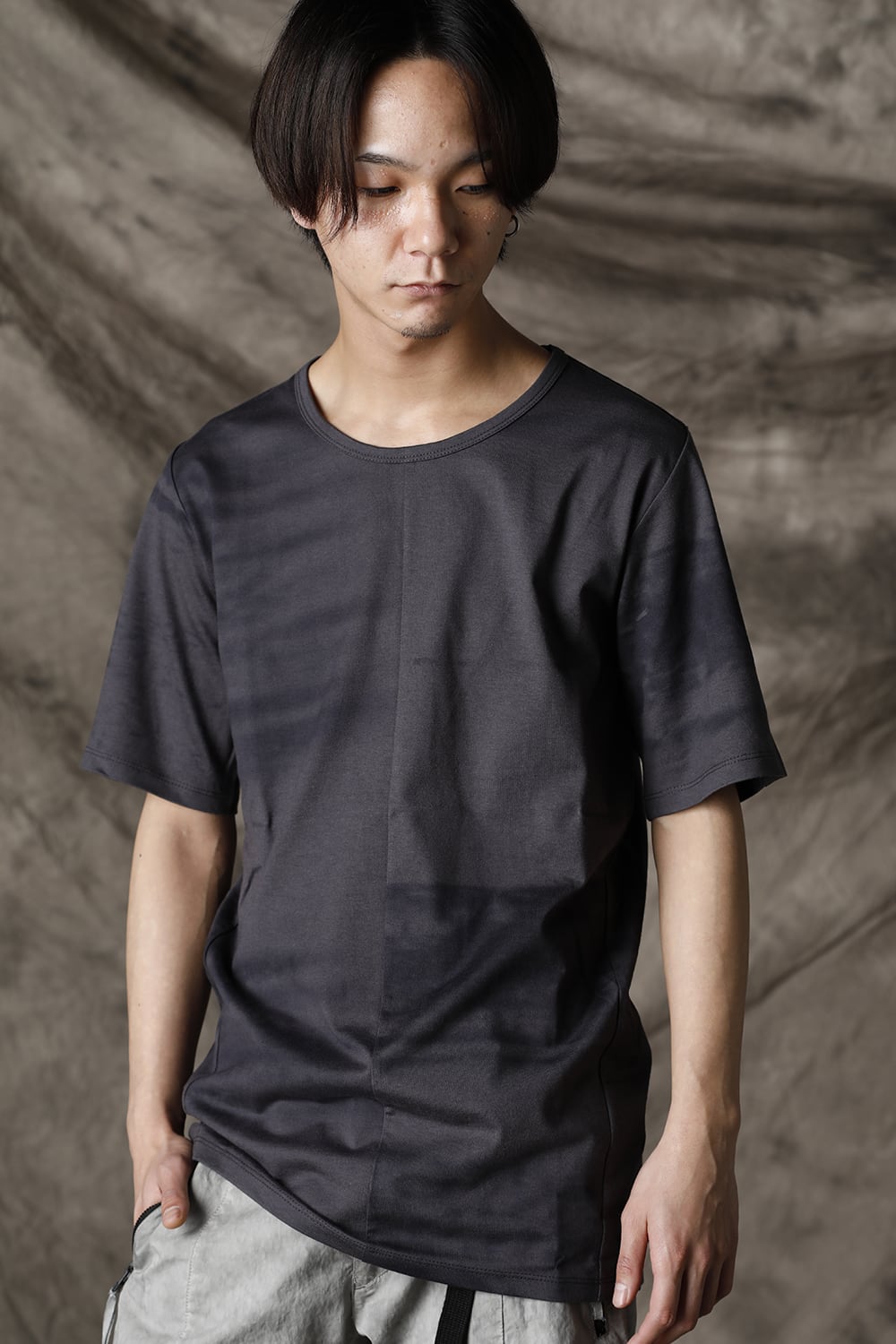 40/2 Cotton & Modal Jersey Stitch Print Half Sleeve T-Shirt Charcoal