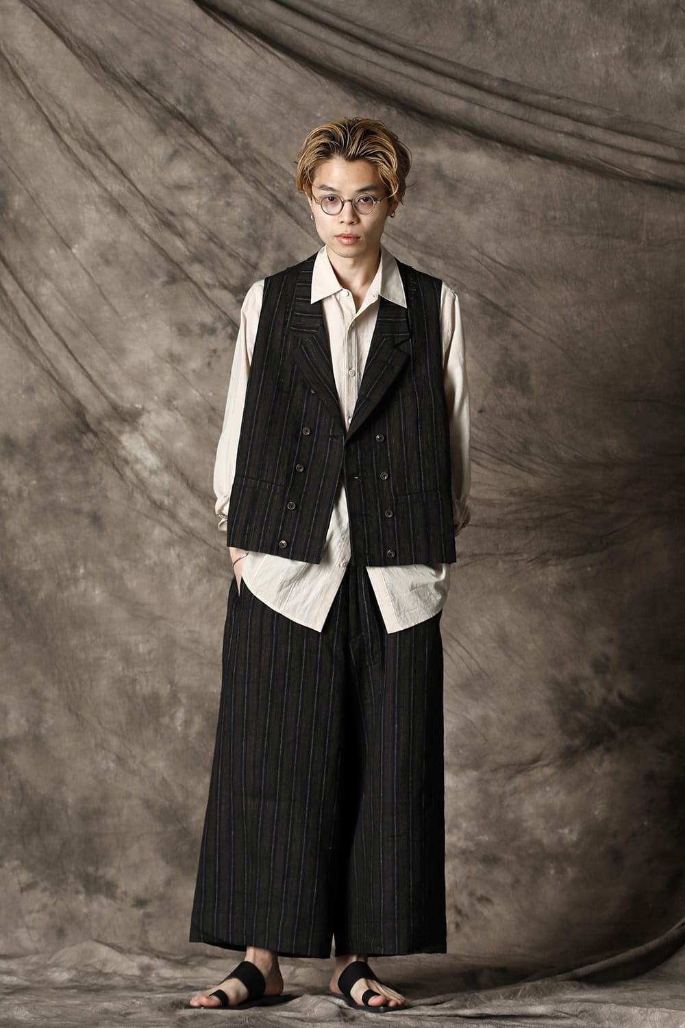 ダブルブレステッド ベスト ブラック