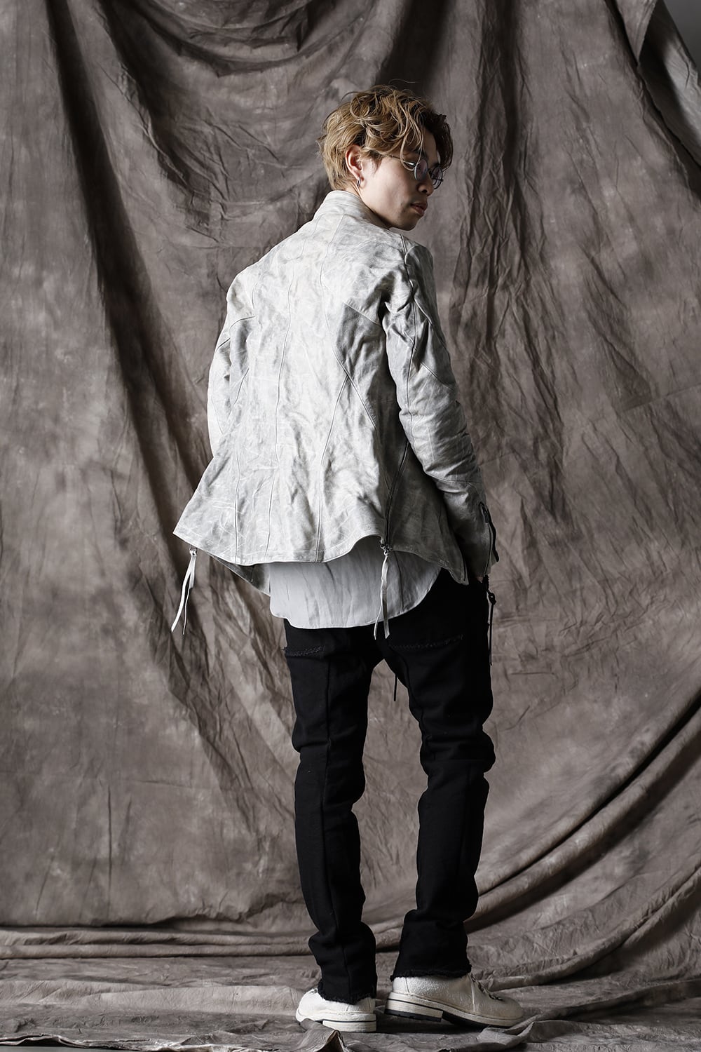 Limited Horse Leather High-Neck Jacket Concrete