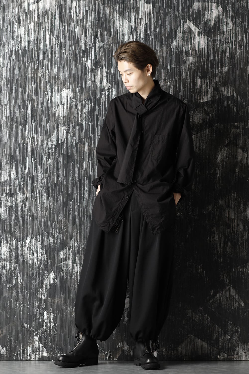 Long Collar Chain Stitch Shirt