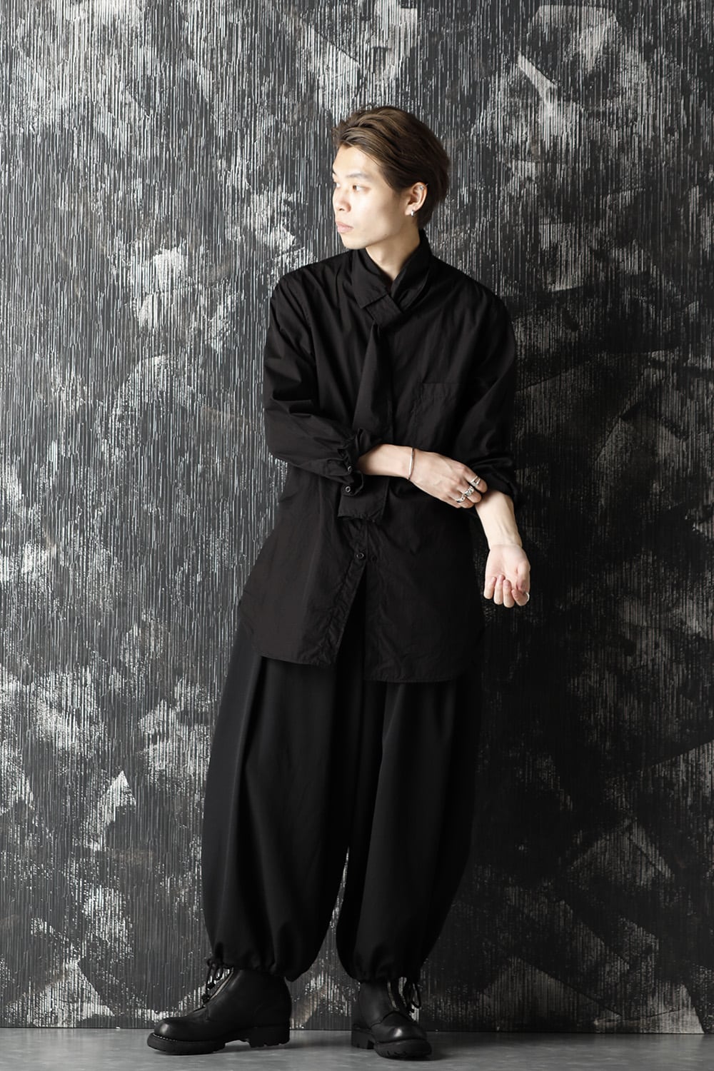 Long Collar Chain Stitch Shirt