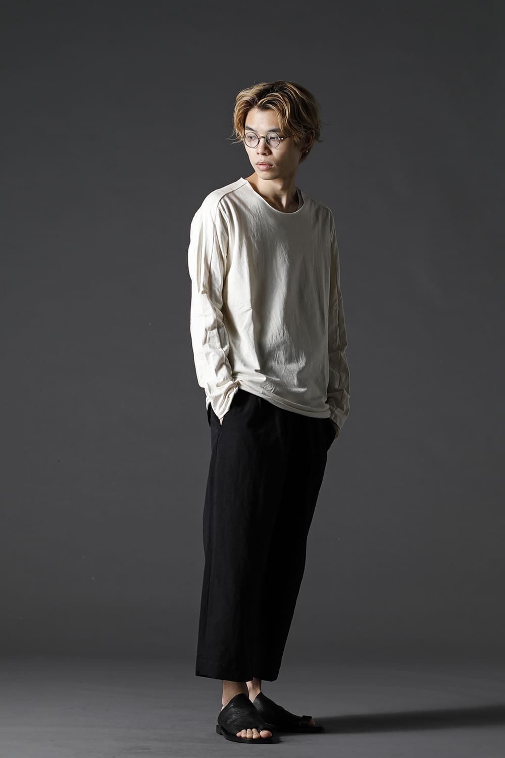 Micro Pile Cotton Long Sleeve T-Shirts Beige