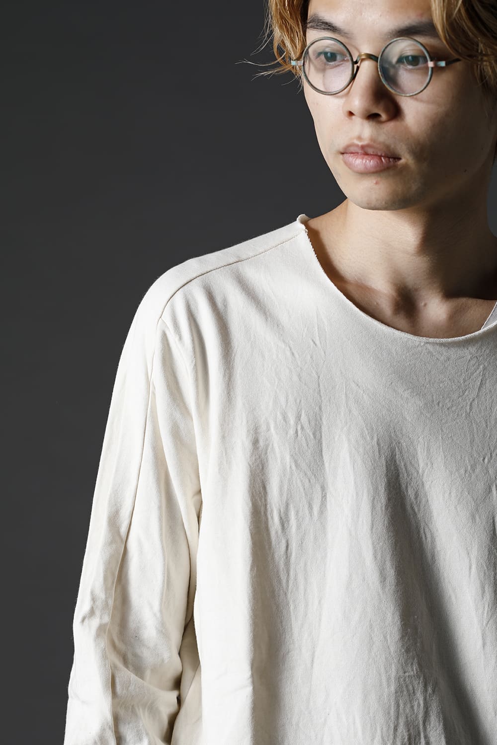 Micro Pile Cotton Long Sleeve T-Shirts Beige