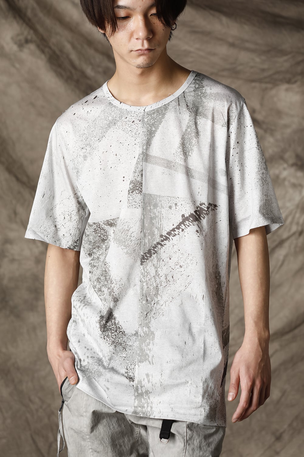 40天竺プリントハーフスリーブTシャツ Dusty White