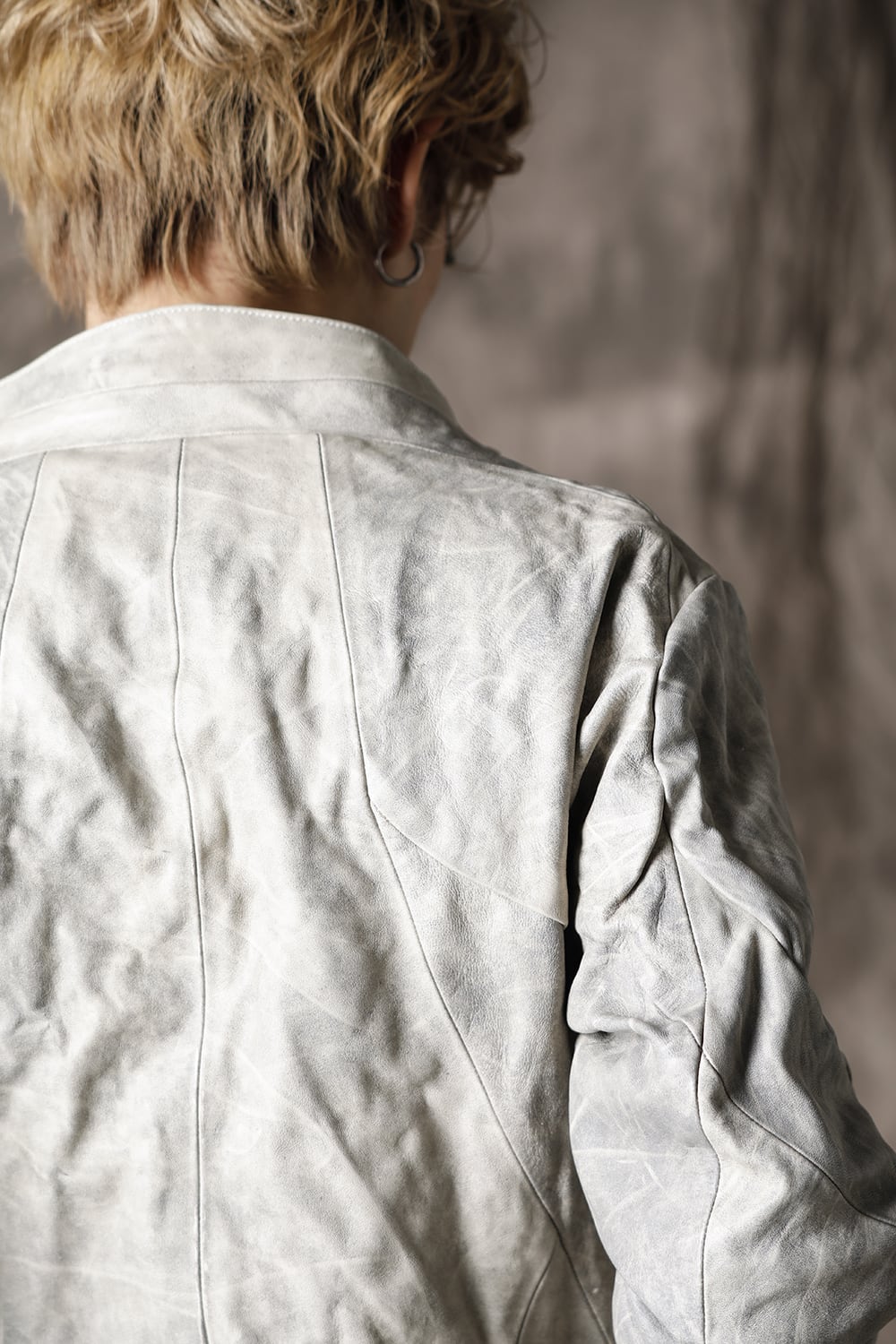 Limited Horse Leather High-Neck Jacket Concrete