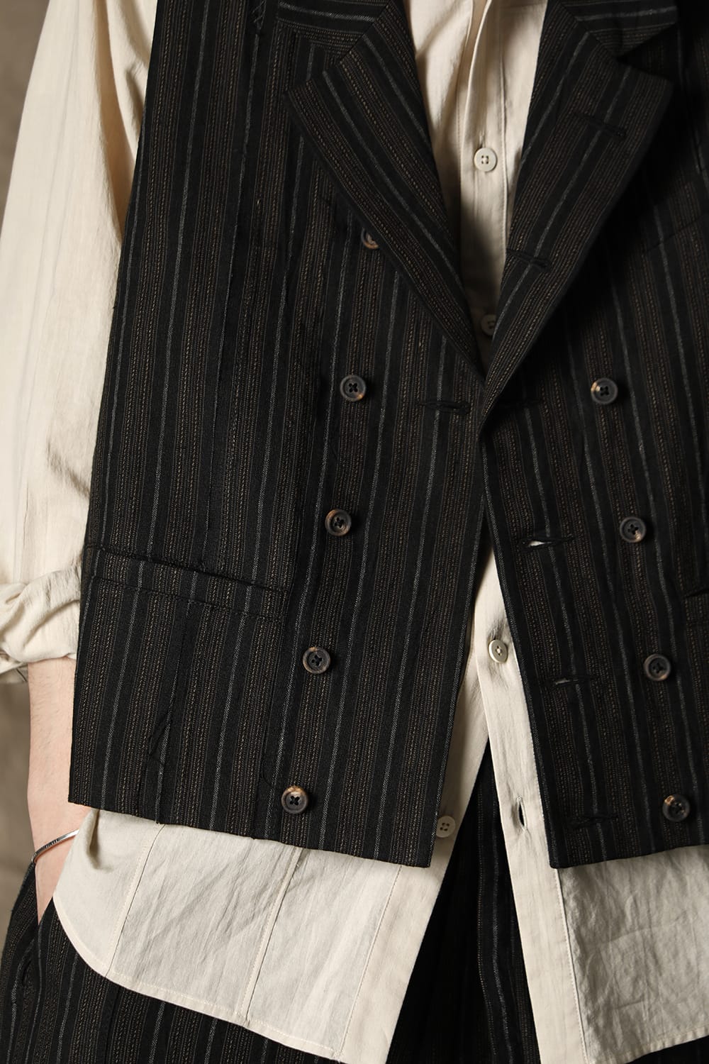 ダブルブレステッド ベスト ブラック