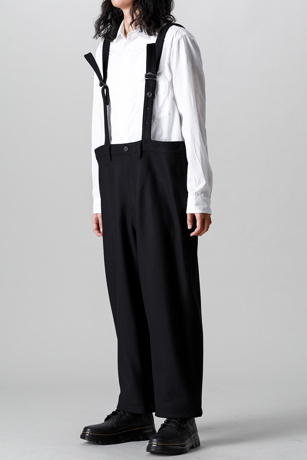 COMPRESSED MELTON FRINGE SUSPENDER PANTS