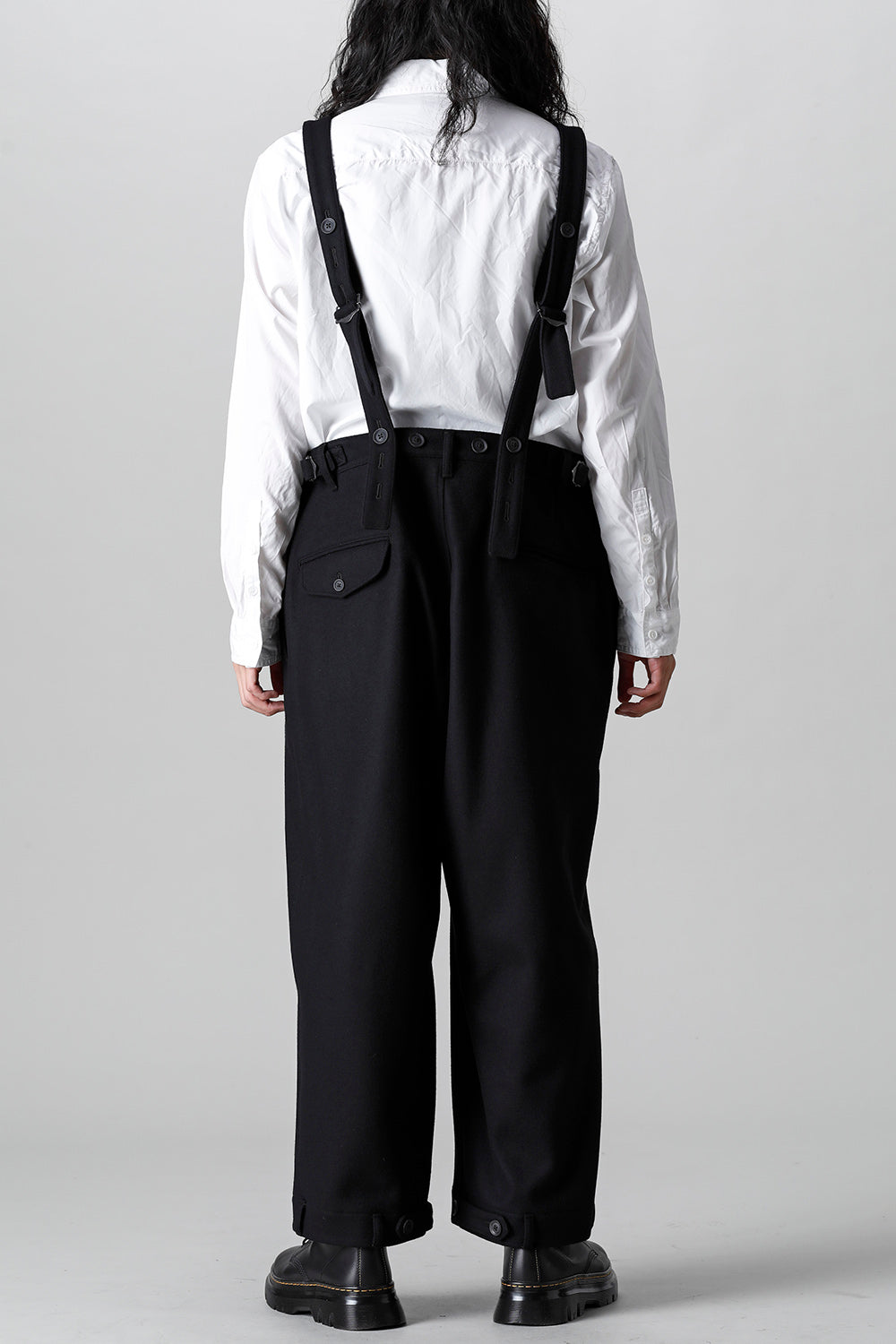 COMPRESSED MELTON FRINGE SUSPENDER PANTS