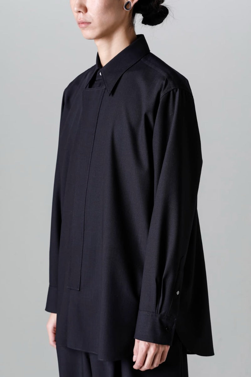 Ornamental Fly Front Shirt cool wool