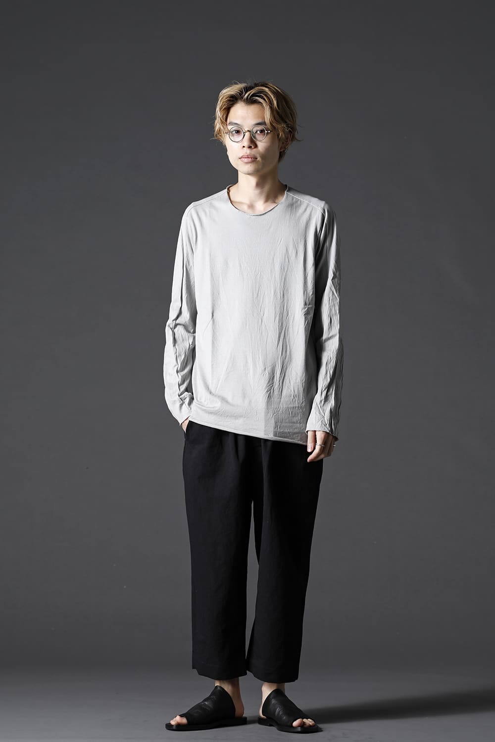 ライトウェイト コットン ジャージー ロング スリーブ カットソー ライトグレー