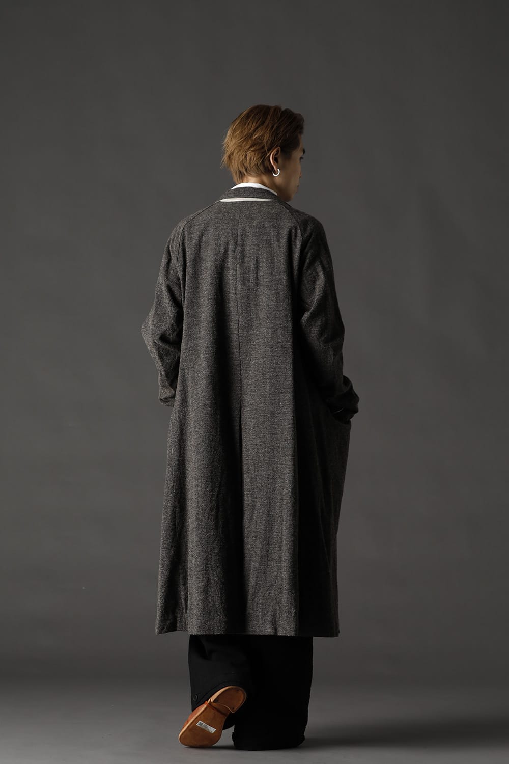 CHRONO-TWEED Long Coat Charcoal Brown