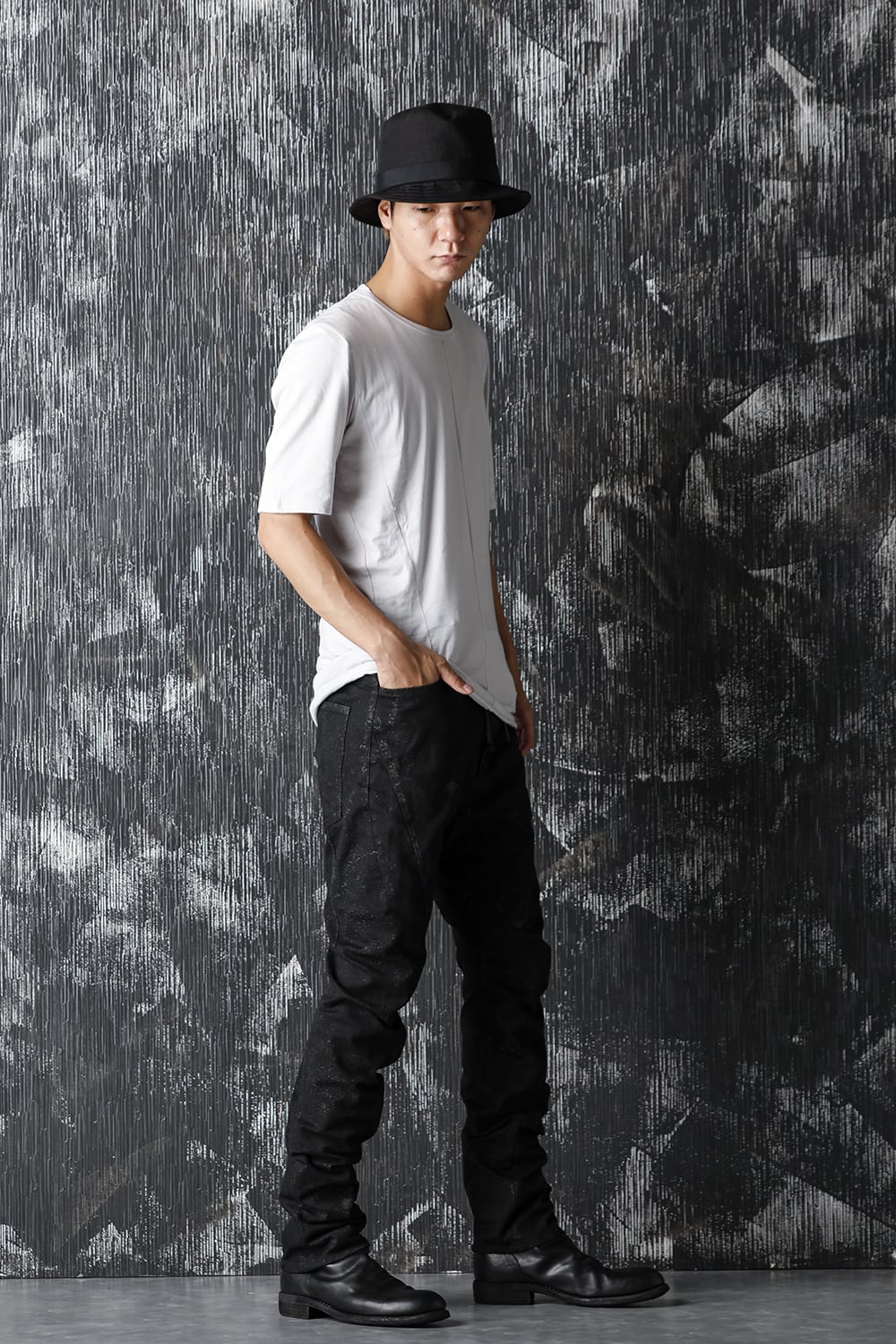 Dirty Coating Drop Crotch Curve Slim Pants