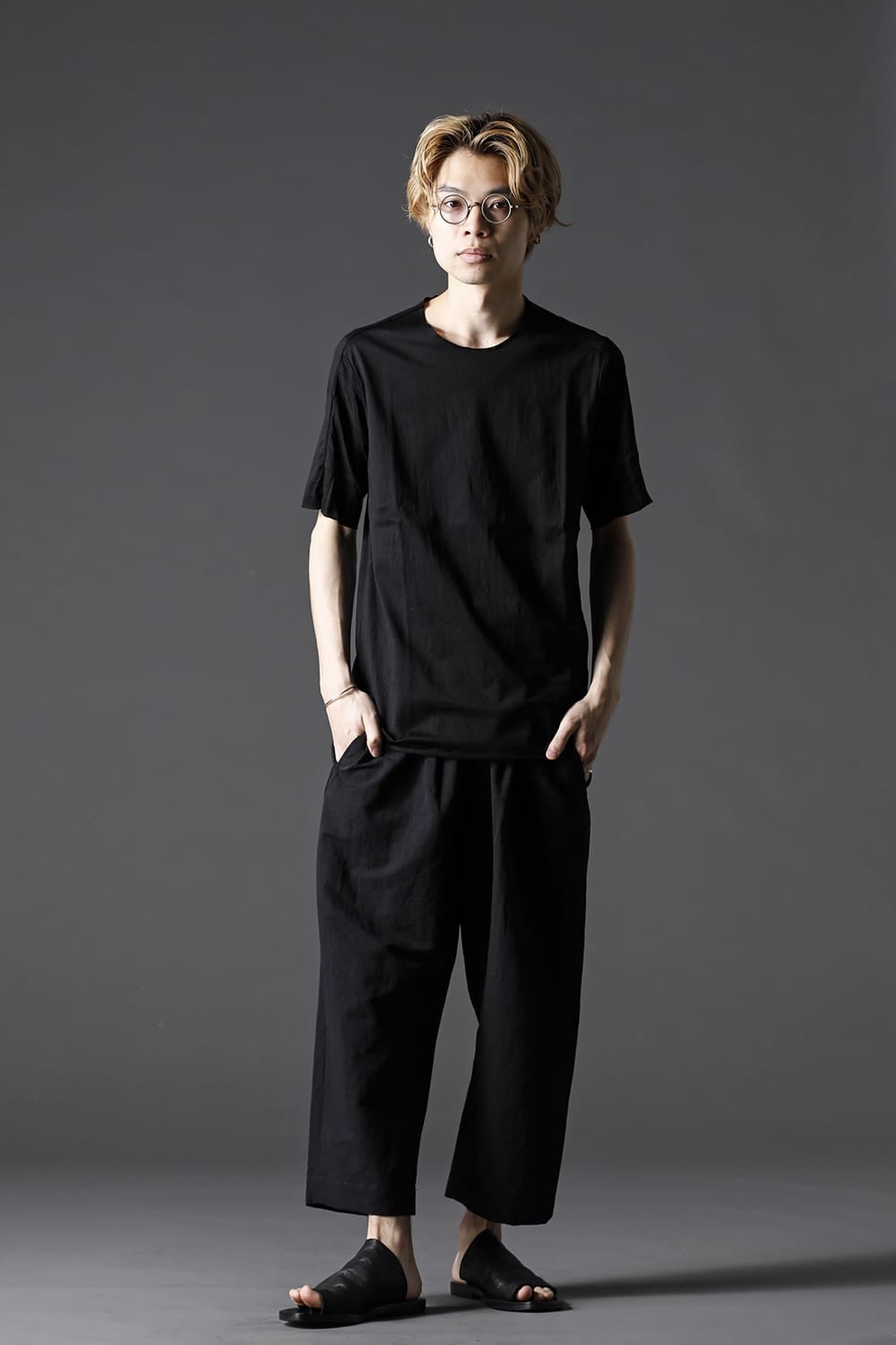 シルケット コットン ショートスリーブ カットソー ブラック