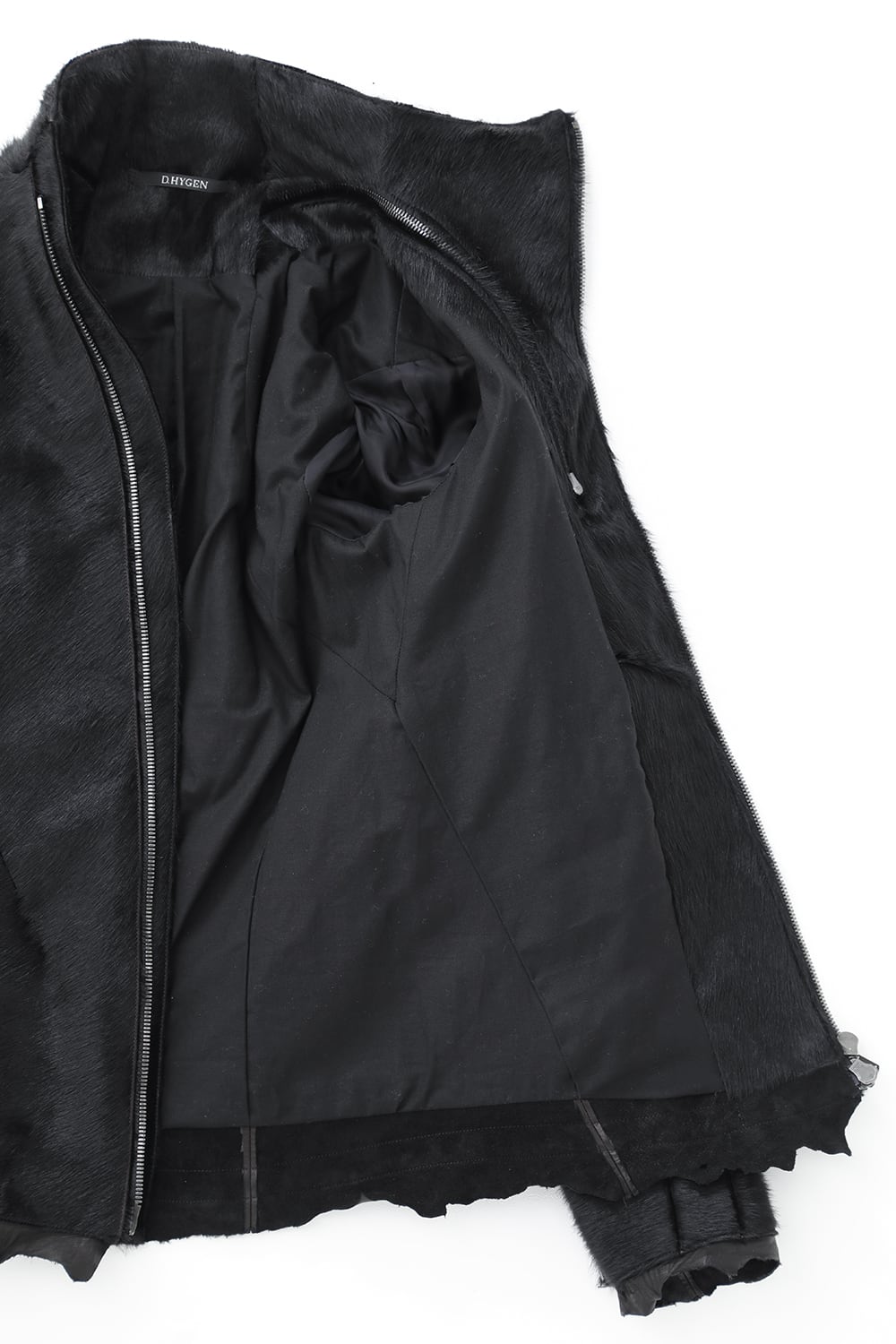 Hair Pony Leather High-Neck Jacket