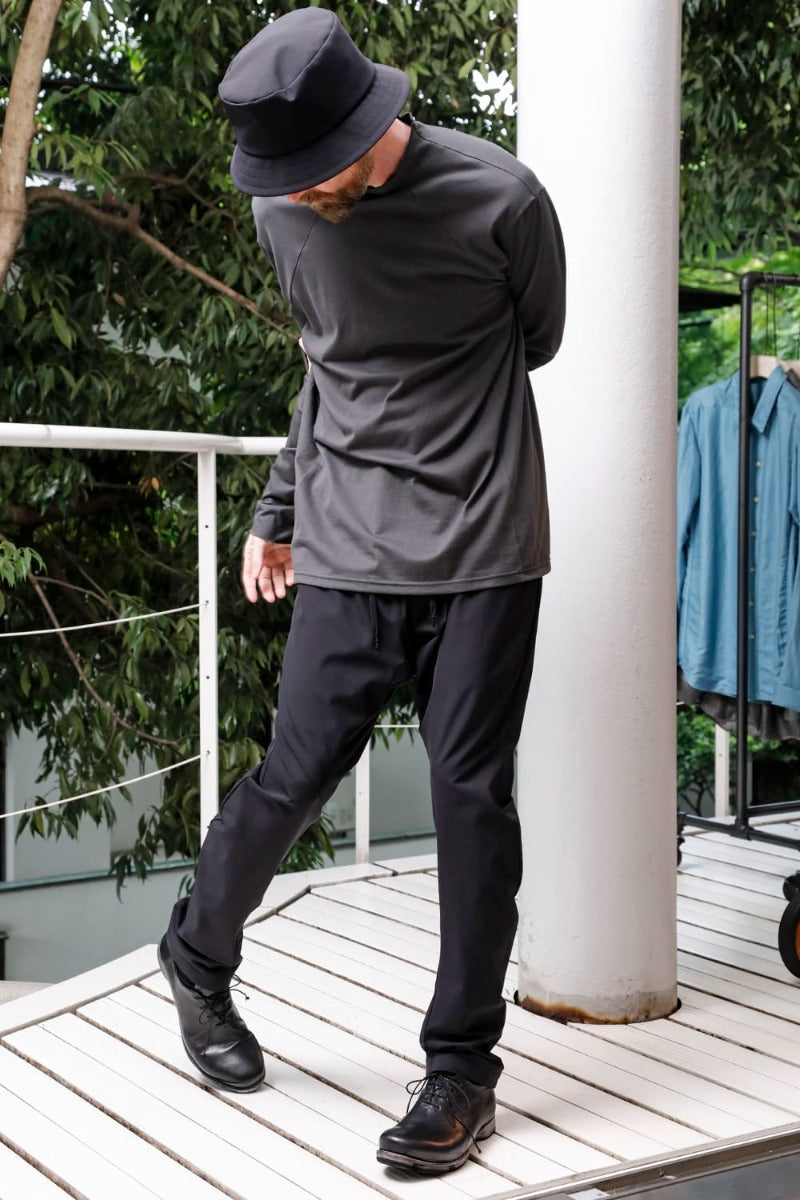 Semi High neck Long sleeve suvin cotton jersey  Charcoal