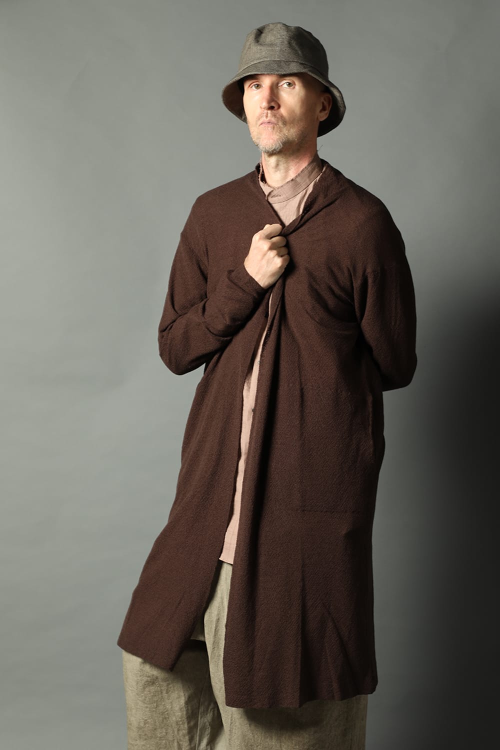 Long cardigan merino wool  Dark Brown