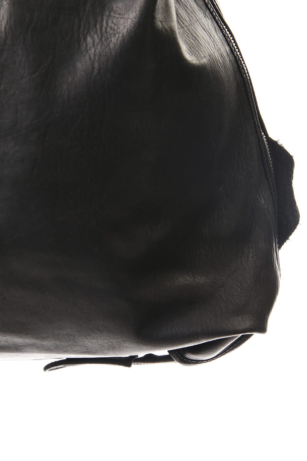 Large Belted Backpack Soft Horse Full Grain Leather BLK/T