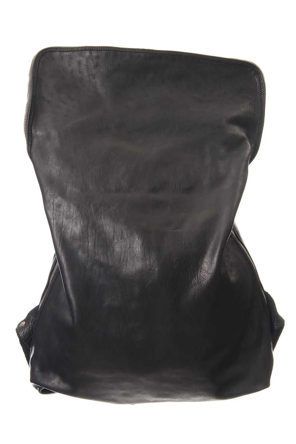 Large Belted Backpack Soft Horse Full Grain Leather BLK/T