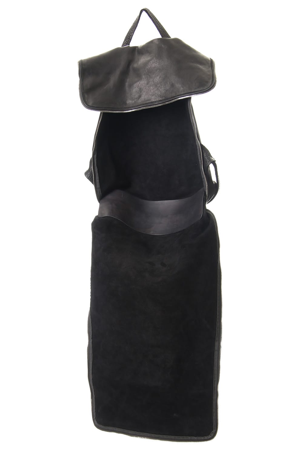 Large Belted Backpack Soft Horse Full Grain Leather BLK/T