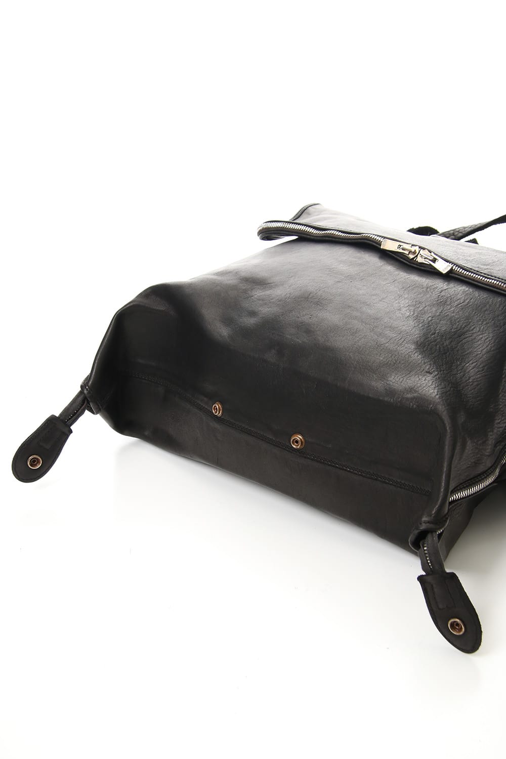 Large Belted Backpack Soft Horse Full Grain Leather BLK/T